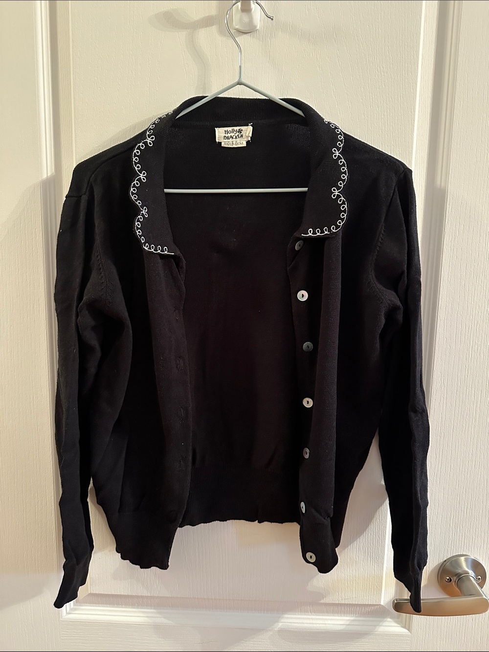 Molly Bracken black cardigan with detailed collar